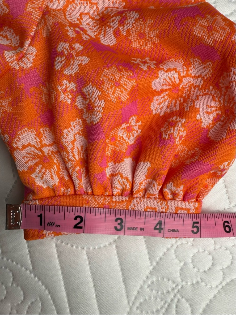 True Vintage Orange Pink White Floral Puff Sleeve Collar Mini Dress Small - Picture 10 of 10
